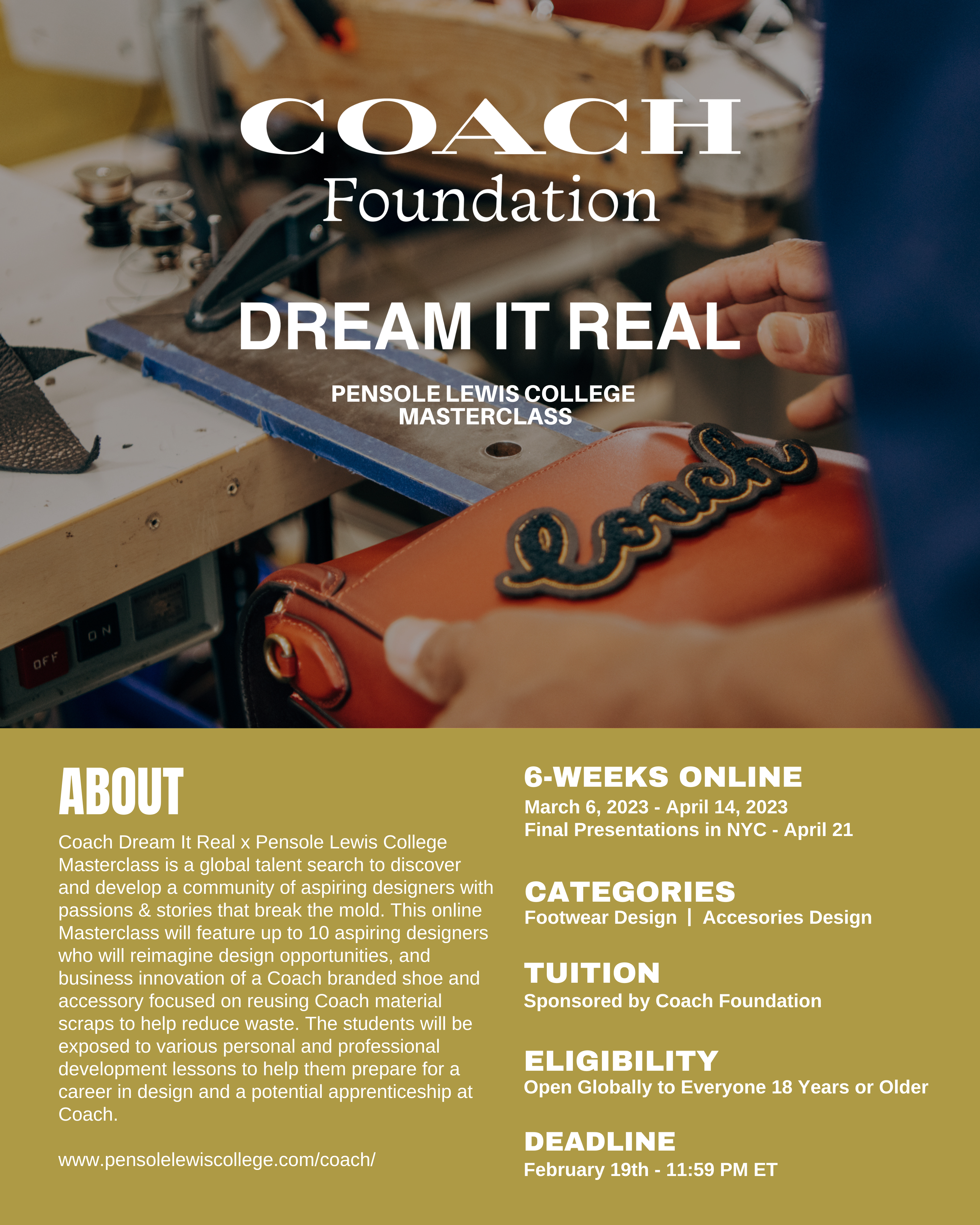 COACH FOUNDATION PARTNERS WITH PENSOLE LEWIS COLLEGE TO PROVIDE  UNDERREPRESENTED YOUNG FASHION DESIGNERS WITH OPPORTUNITIES AT COACH -  Welcome to Pensole Lewis College